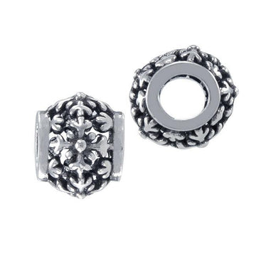 Snowflake Sterling Silver Bead TBD202 - Jewelry